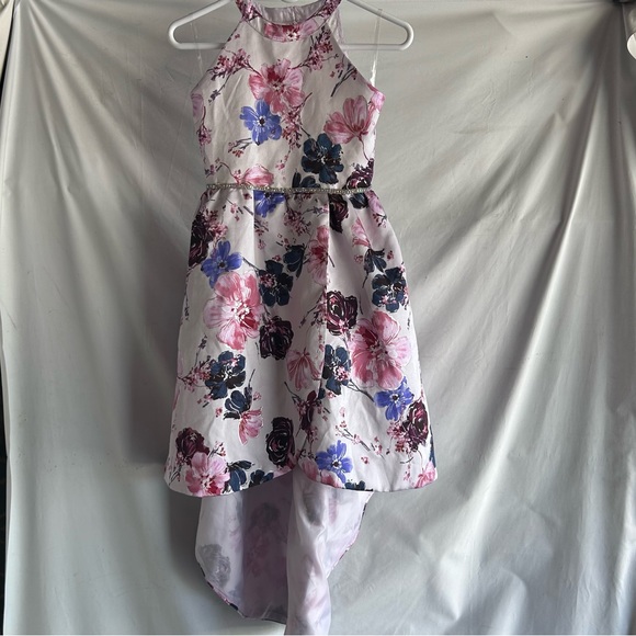 Rare Editions Big Girls Lace Back Floral Mikado Ballgown Hi Low Train | Size 16 - Picture 10 of 16